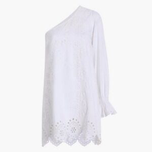 Hill‎ House White Linen Eyelet One Shoulder Mila Dress Sz Small New NWT